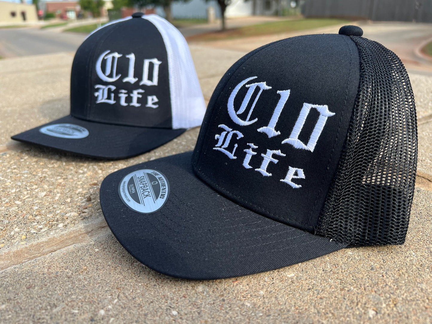 OG C10 Life Gangsta Trucker Snapback Hat - Old English Script - 3 Variations - Durable Mesh Back - Perfect for Classic Truck Enthusiasts