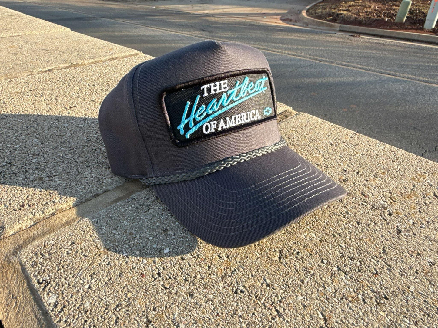 Vintage Chevrolet Heartbeat of America TEAL Rope Snapback Trucker Mesh Hat with Chevy Patch - Classic Chevy Truck Apparel for Men and Women