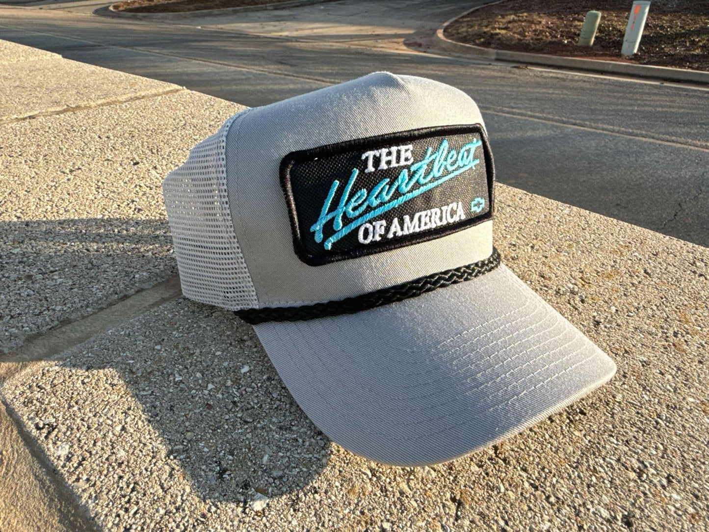 Vintage Chevrolet Heartbeat of America TEAL Rope Snapback Trucker Mesh Hat with Chevy Patch - Classic Chevy Truck Apparel for Men and Women