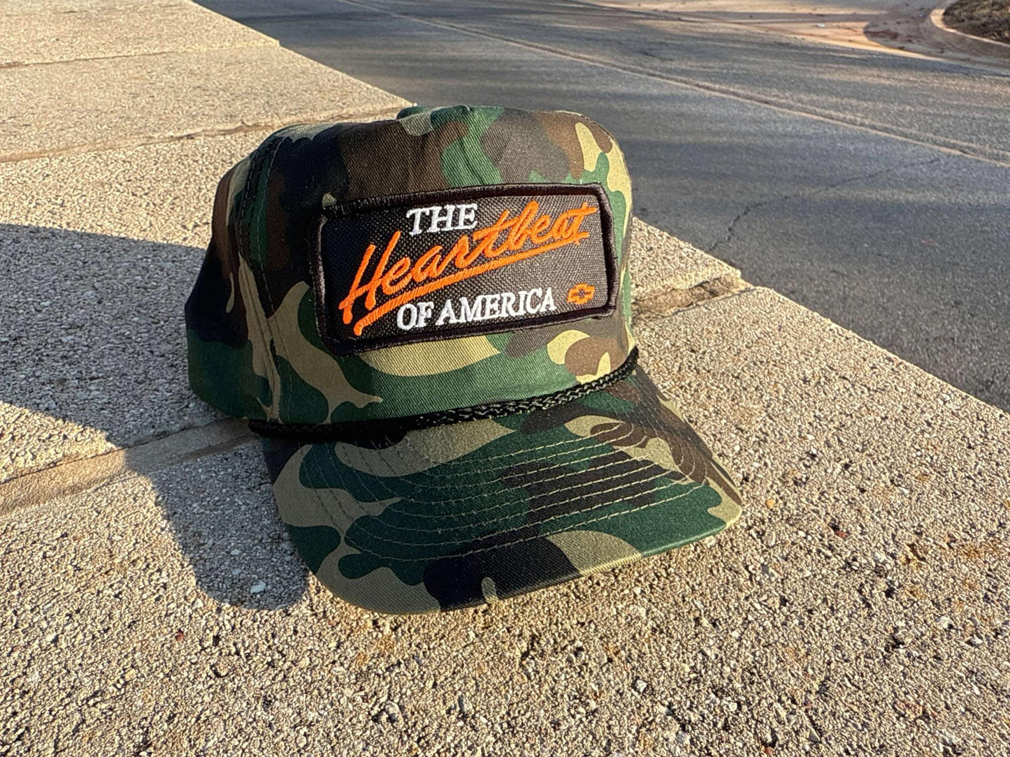 Vintage Chevrolet Heartbeat of America HUNTER ORANGE Rope Snapback Trucker Mesh Hat Chevy Patch Classic Chevy Truck Apparel Men and Women