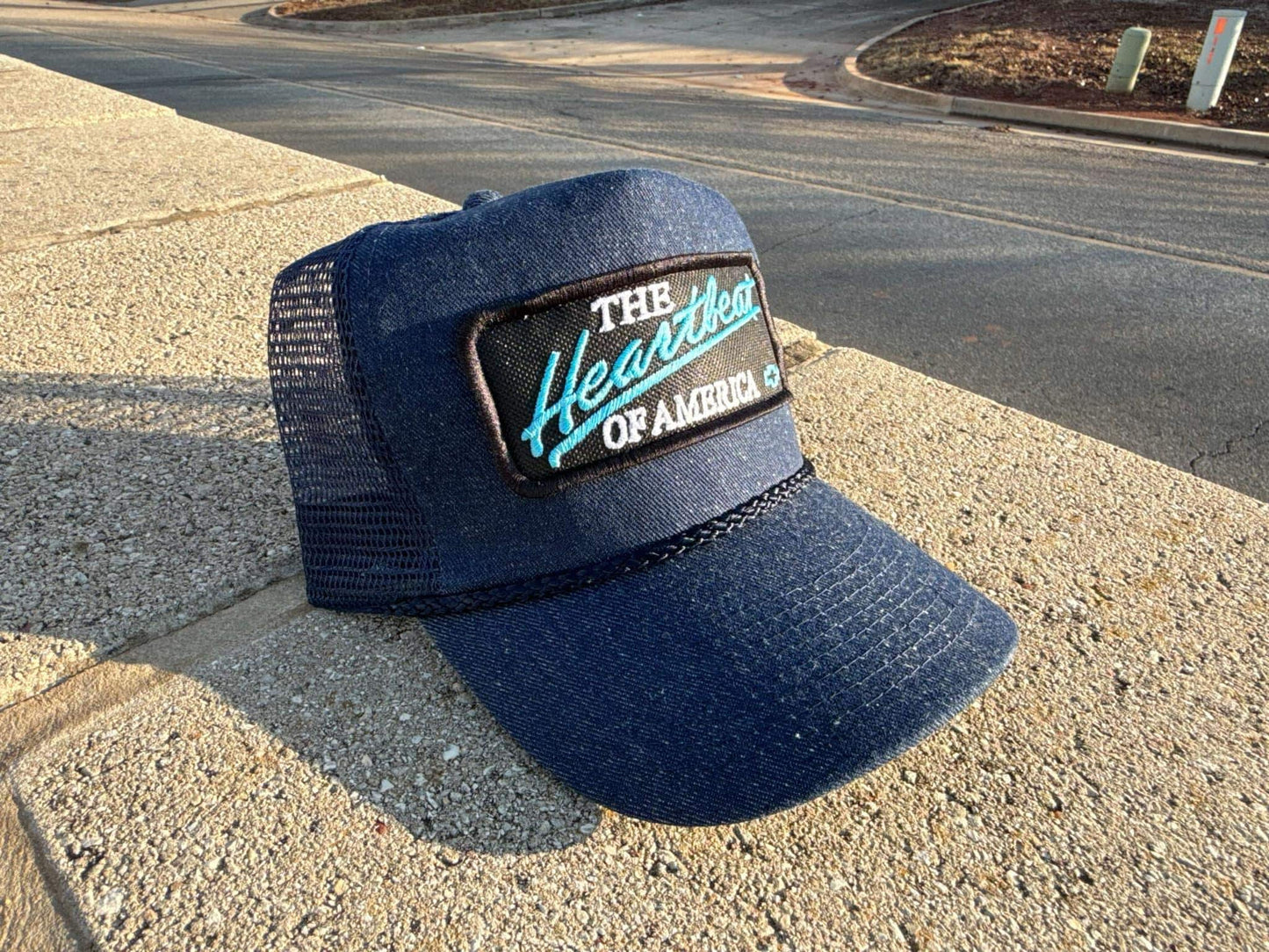 Vintage Chevrolet Heartbeat of America TEAL Rope Snapback Trucker Mesh Hat with Chevy Patch - Classic Chevy Truck Apparel for Men and Women
