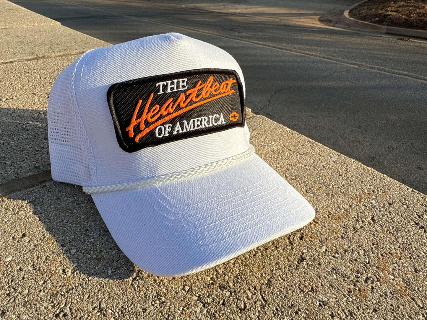Vintage Chevrolet Heartbeat of America HUNTER ORANGE Rope Snapback Trucker Mesh Hat Chevy Patch Classic Chevy Truck Apparel Men and Women