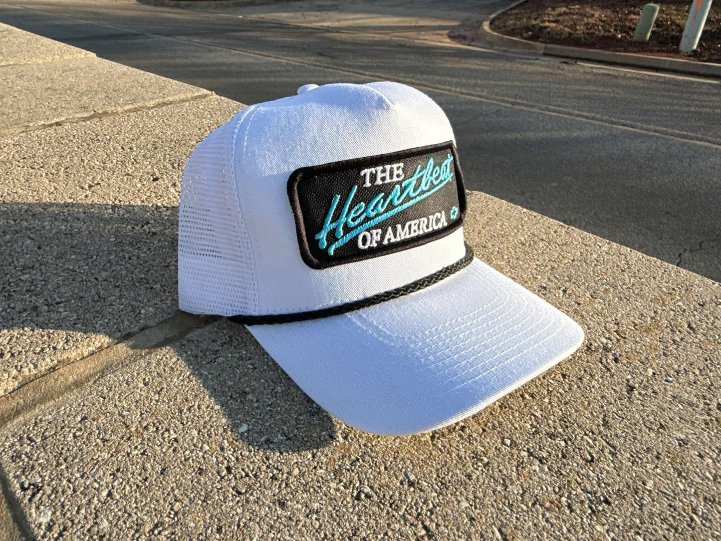 Vintage Chevrolet Heartbeat of America TEAL Rope Snapback Trucker Mesh Hat with Chevy Patch - Classic Chevy Truck Apparel for Men and Women