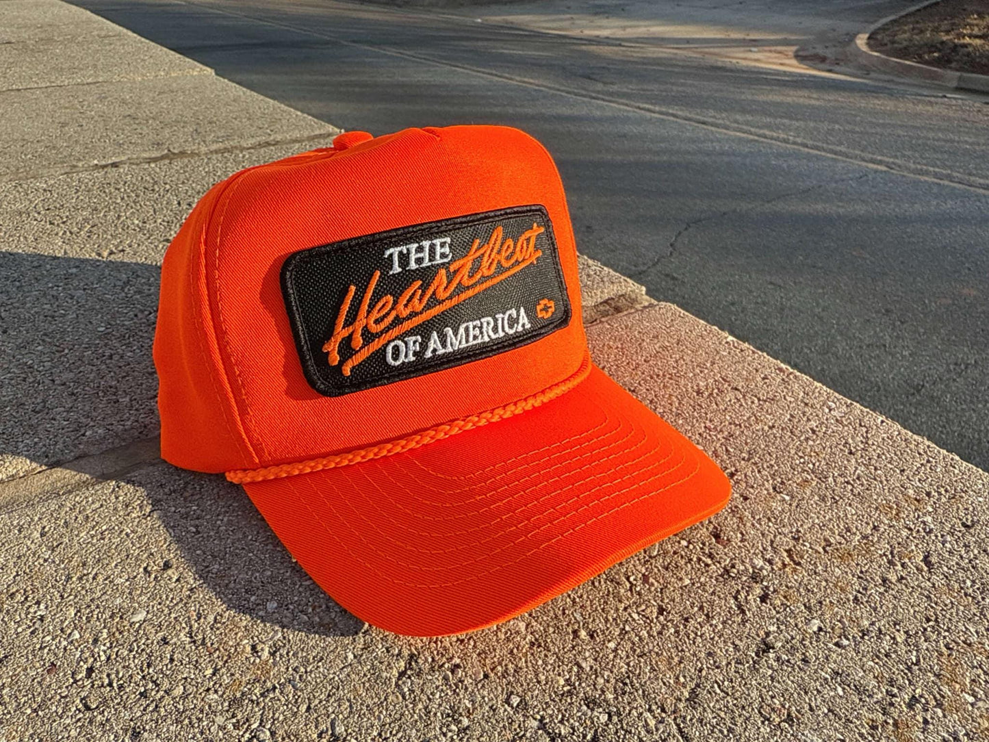 Vintage Chevrolet Heartbeat of America HUNTER ORANGE Rope Snapback Trucker Mesh Hat Chevy Patch Classic Chevy Truck Apparel Men and Women