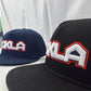 Oklahoma OKLA 3D Puff Embroidered 5 Panel Snapback Hat | Oklahoma Inspired Flat Bill Cap | Black or Navy Structured Streetwear Hat