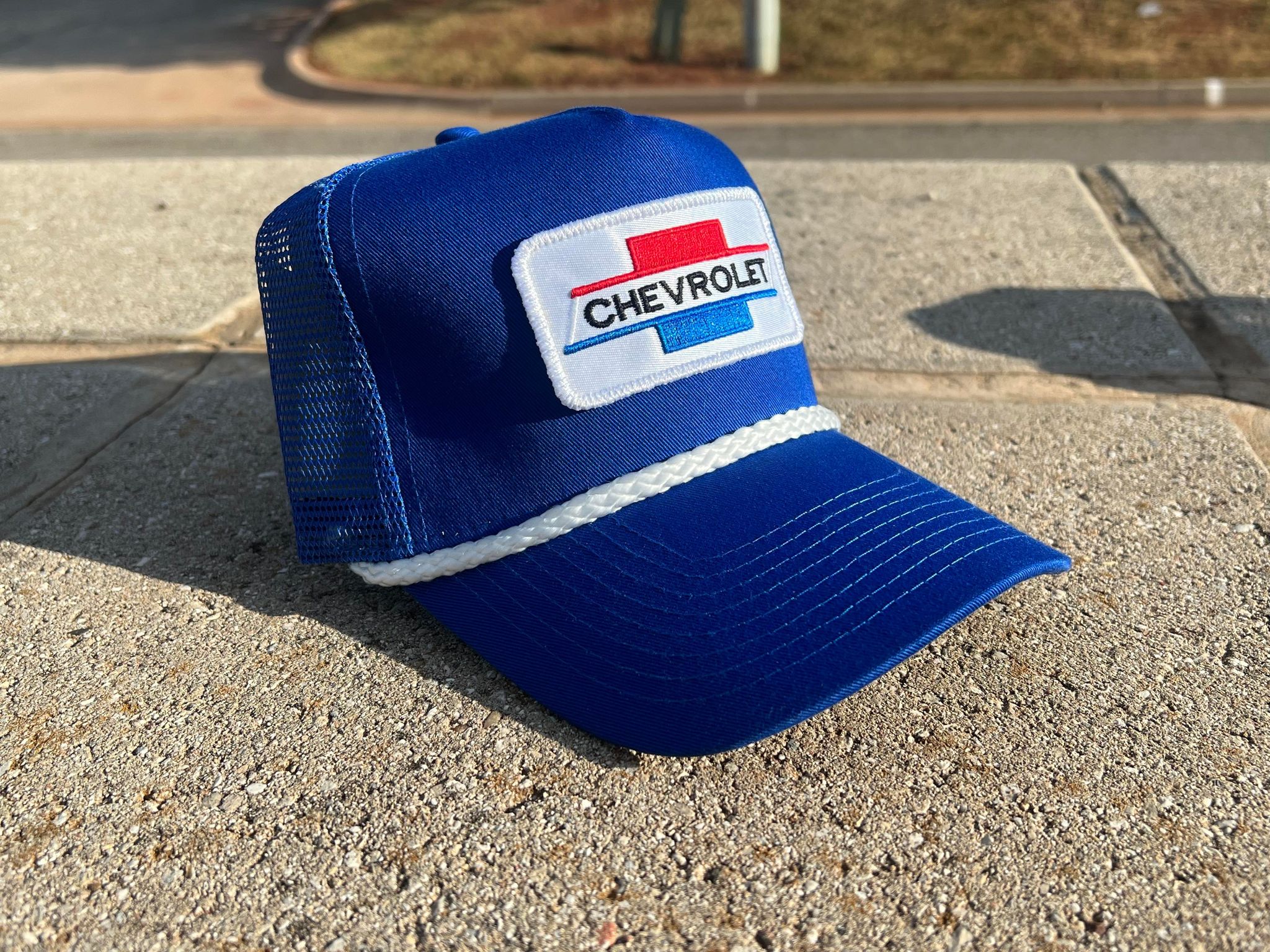 Vintage Chevrolet Rope Snapback Trucker Mesh Hat with Chevy Patch