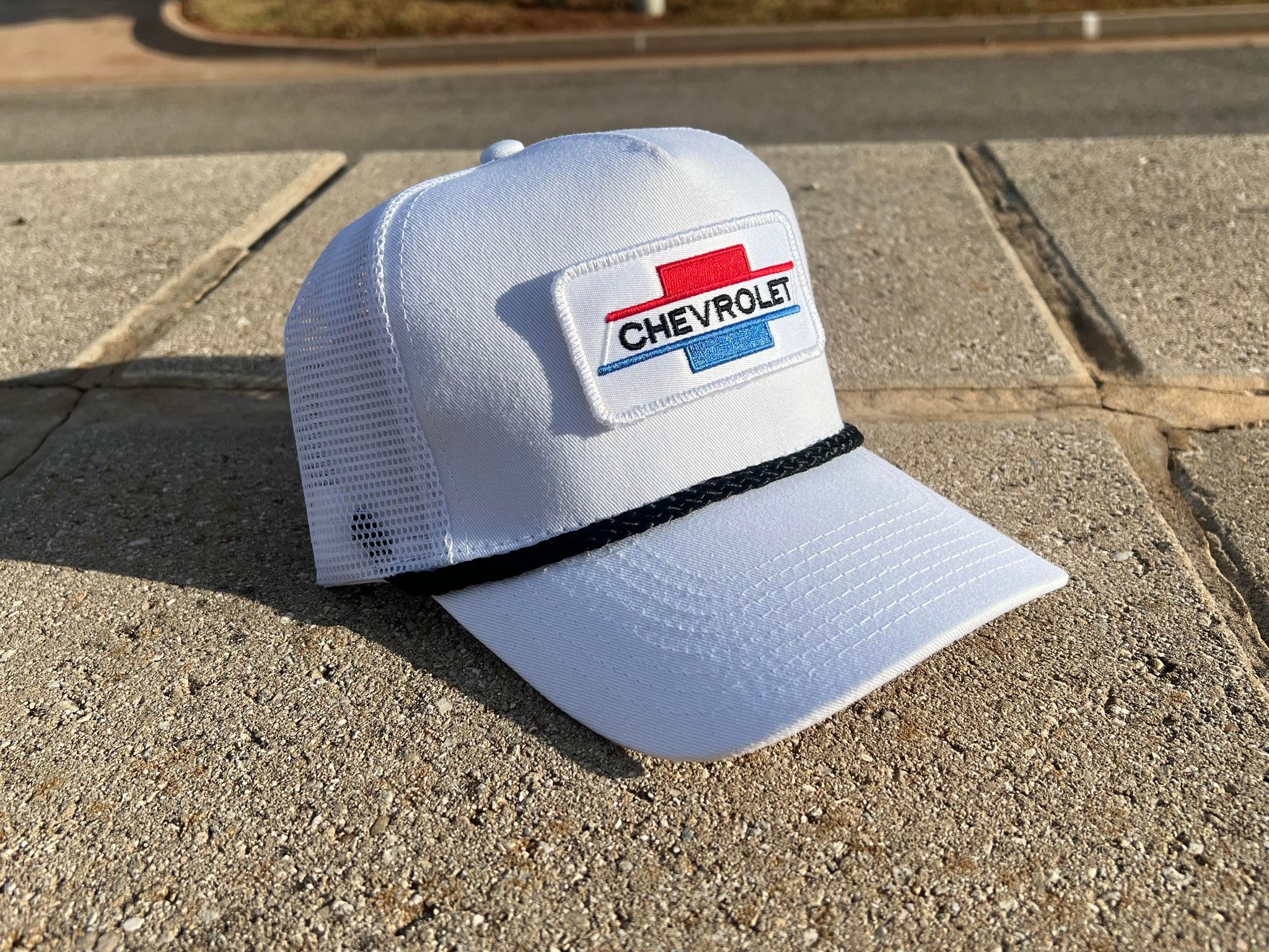 Vintage Chevrolet Rope Snapback Trucker Mesh Hat with Chevy Patch