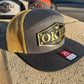 Vintage Style Patch Okie Est 1907 Leather Oklahoma Mesh Trucker Flatbill Hat - Handmade in USA - Outdoor Headwear - 7 Design Variations