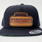 Hand-Sewn Leather Patch Snapback Hat - FORD F100 Design by Oklahoma Customs - Flat Bill, Wool Blend - Perfect Gift for Car Enthusiasts