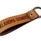 Oklahoma Sooners Boomer Sooner Leather Keychain | Handmade | Veg Tan Leather | Antique Nickel O Ring
