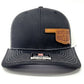 Natural Leather Patch Sooner Born Sooner Bred Oklahoma Trucker Hat | Handmade in Oklahoma City USA | Mesh Black Snapback Cap