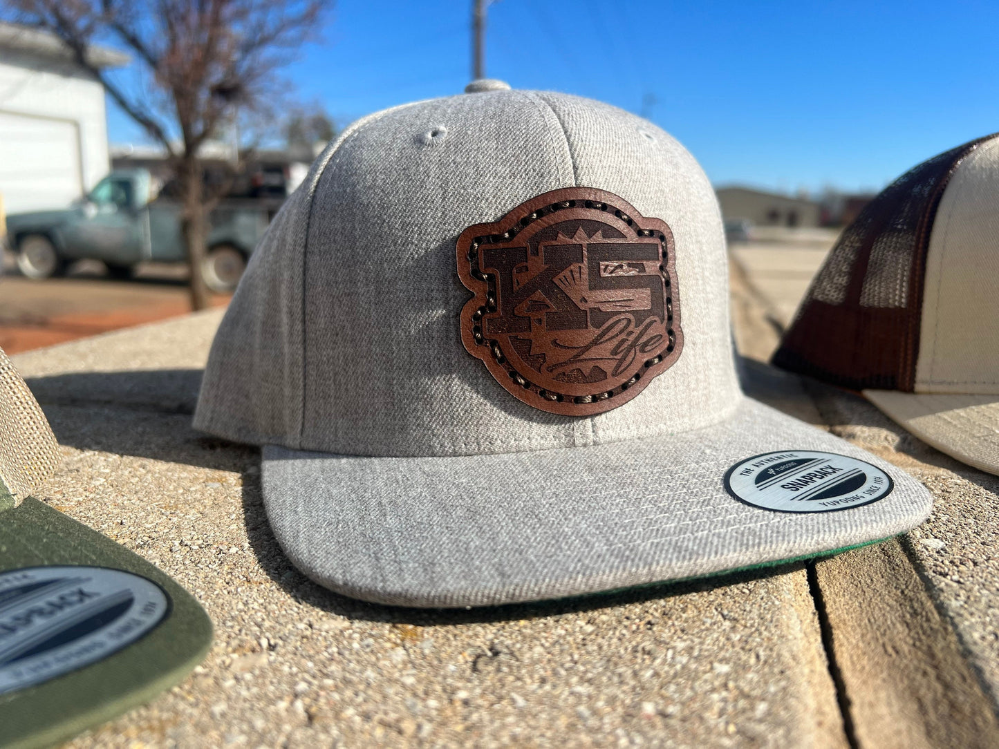 Dark Leather Patch Chevy GMC K5 Blazer Jimmy Silverado Mesh Trucker Hat - Handmade in Oklahoma - Customizable Perfect for Truck Enthusiasts