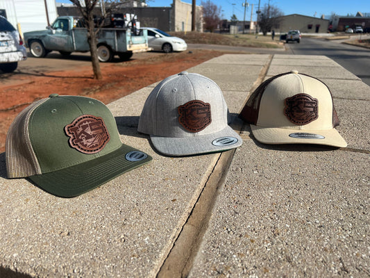 Dark Leather Patch Chevy GMC K5 Blazer Jimmy Silverado Mesh Trucker Hat - Handmade in Oklahoma - Customizable Perfect for Truck Enthusiasts