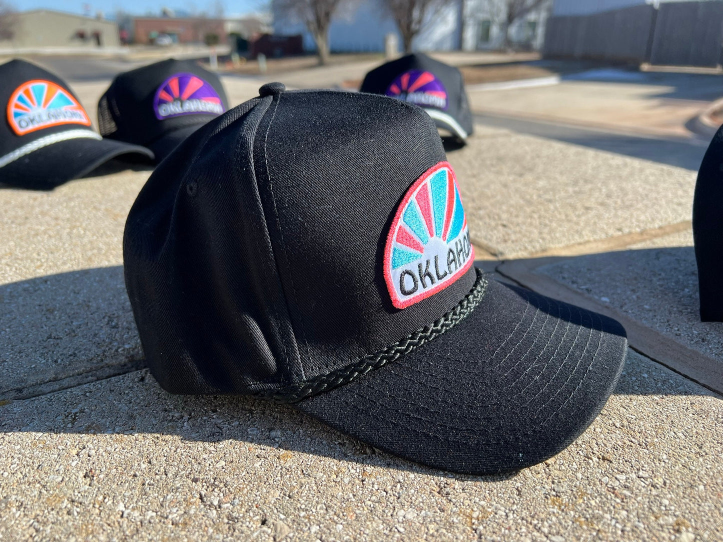Vintage Rope Trucker Hat - Oklahoma Home of the Rising Sun Design - Multiple Colorways, Rope Combinations - Perfect Gift for Oklahoma Lovers