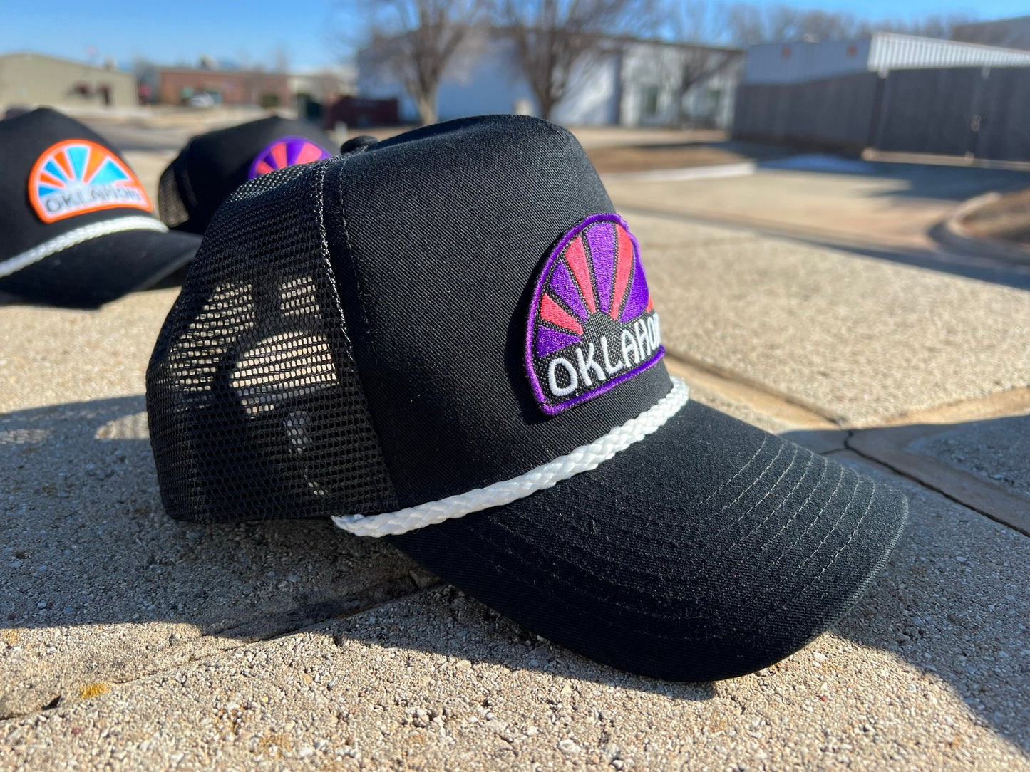 Vintage Rope Trucker Hat - Oklahoma Home of the Rising Sun Design - Multiple Colorways, Rope Combinations - Perfect Gift for Oklahoma Lovers