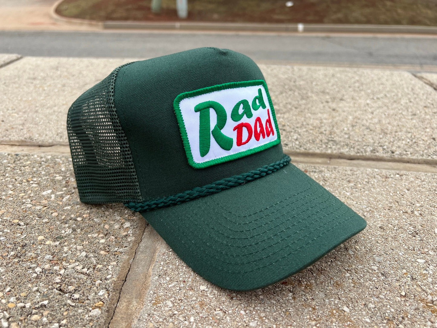 Vintage Style RAD DAD Soda Patch Rope Trucker Snapback Hat Mountain Dew Inspired Logo, Distressed Washed Look, Retro Style, Fathers Day Gift