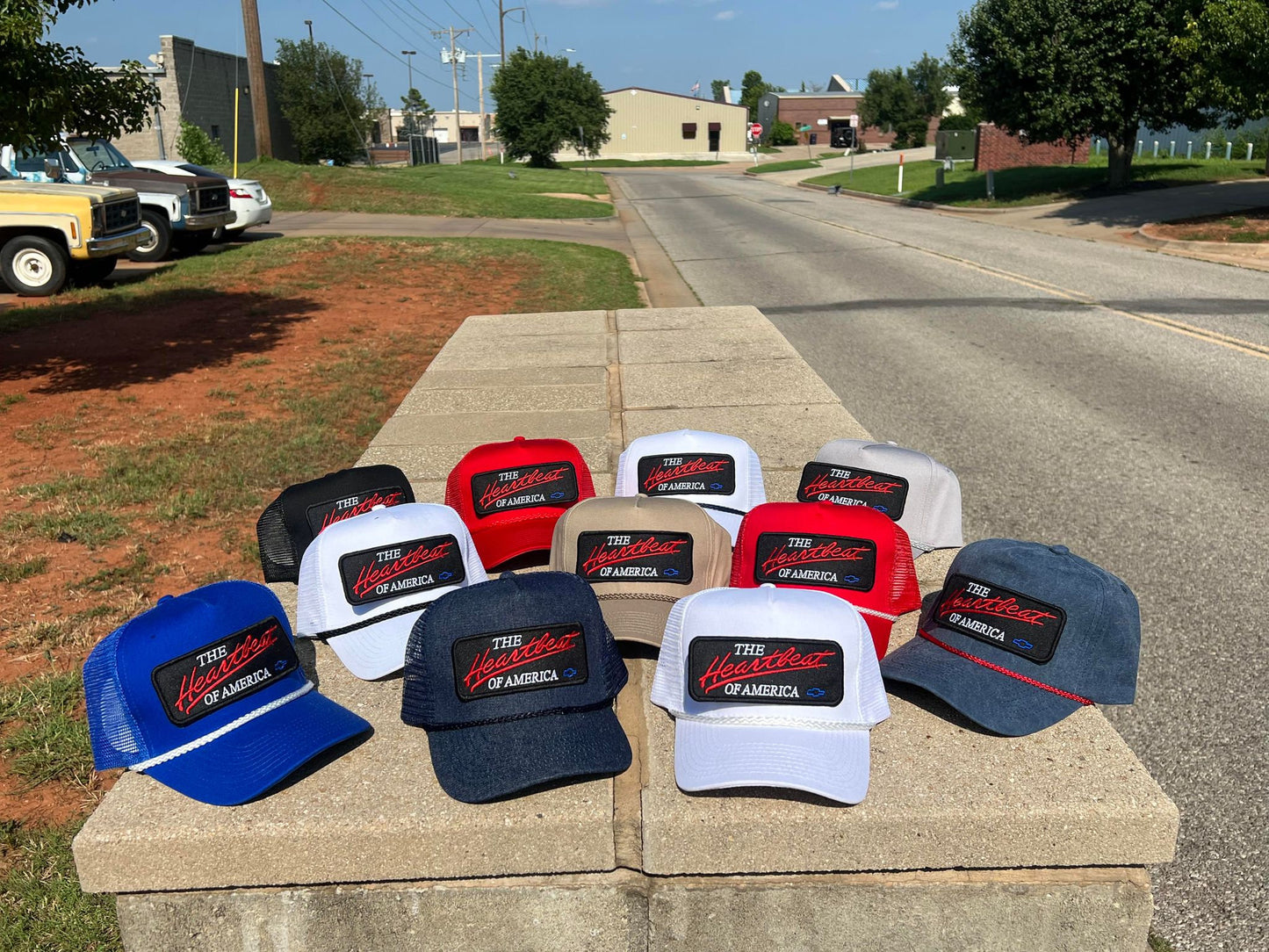 Vintage Chevrolet Heartbeat of America Rope Snapback Trucker Mesh Hat with Chevy Patch - Classic Chevy Truck Apparel for Men and Women