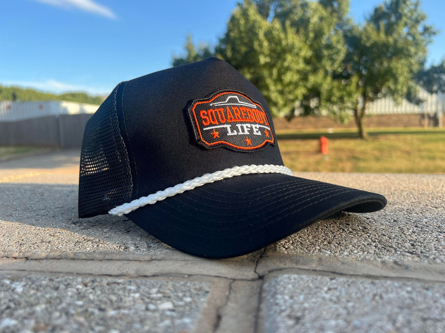 Vintage GM Squarebody Rope Snapback Trucker Mesh Hat with Patch - Classic Chevy GM GMC Truck Apparel for Men and Women