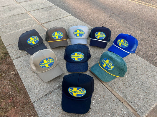 Vintage MOSSBERG guns Rope Snapback Trucker Mesh Hat with Patch - Apparel for Men and Women