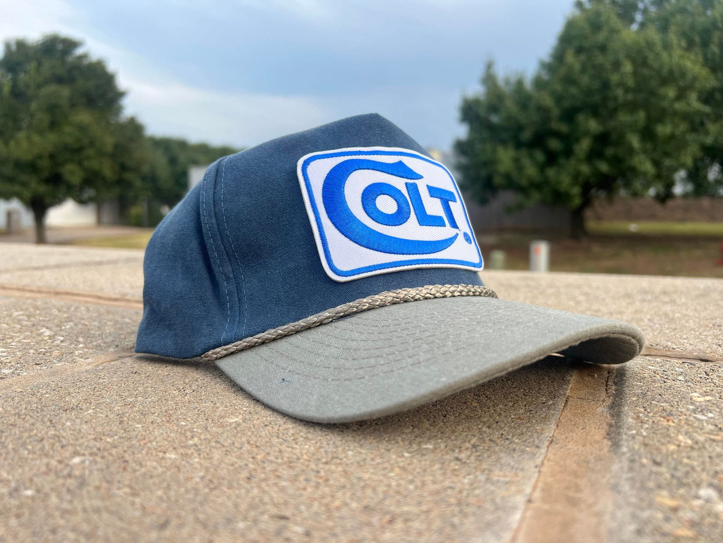 Vintage COLT Gun Patch Rope Trucker Snap Back Hat by Cobra - Classic Style for Gun Enthusiasts and Collectors - Adjustable Fit