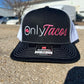 ONLY TACOS PINK snapback mesh trucker baseball hat richardson 112 Black and white Onlyfans inspired Baseball Cap